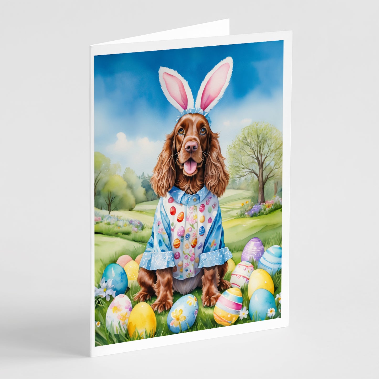 Buy this English Cocker Spaniel Easter Egg Hunt Greeting Cards Pack of 8