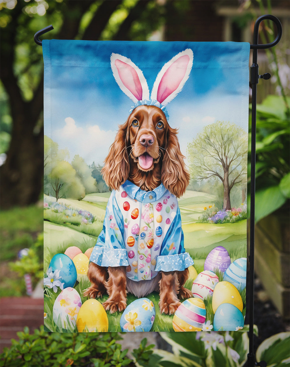 English Cocker Spaniel Easter Egg Hunt Garden Flag