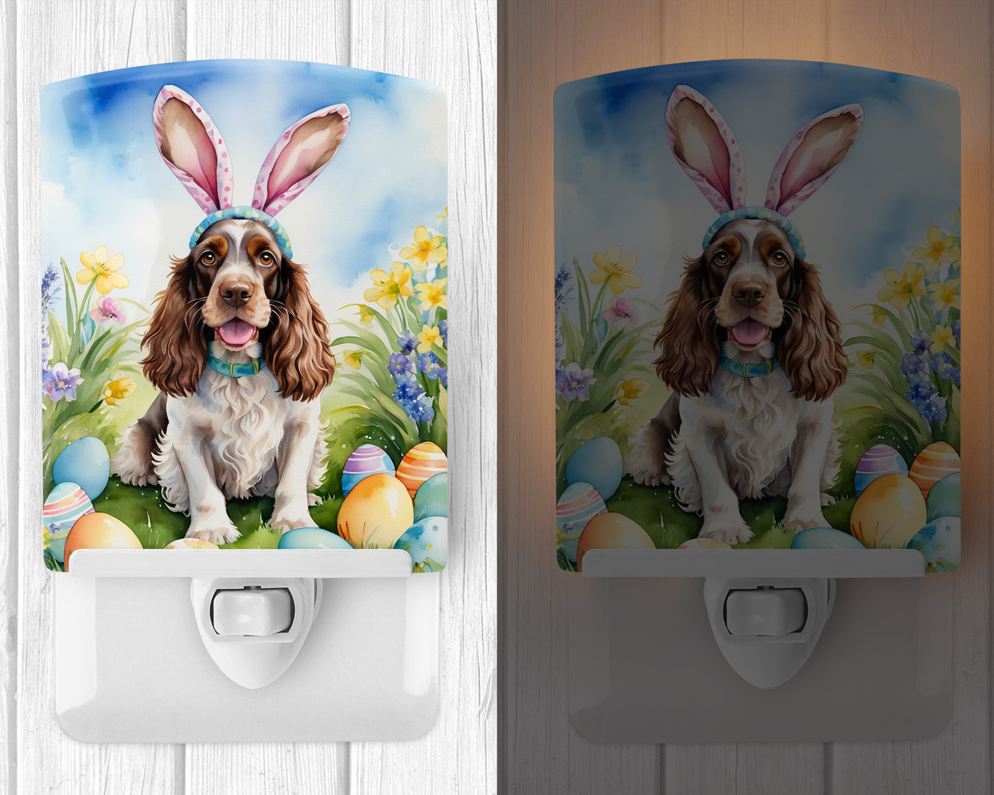 English Cocker Spaniel Easter Egg Hunt Ceramic Night Light