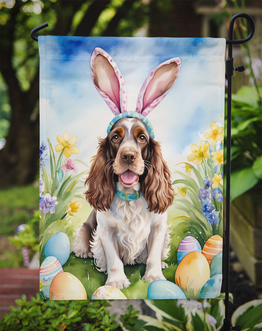 English Cocker Spaniel Easter Egg Hunt Garden Flag