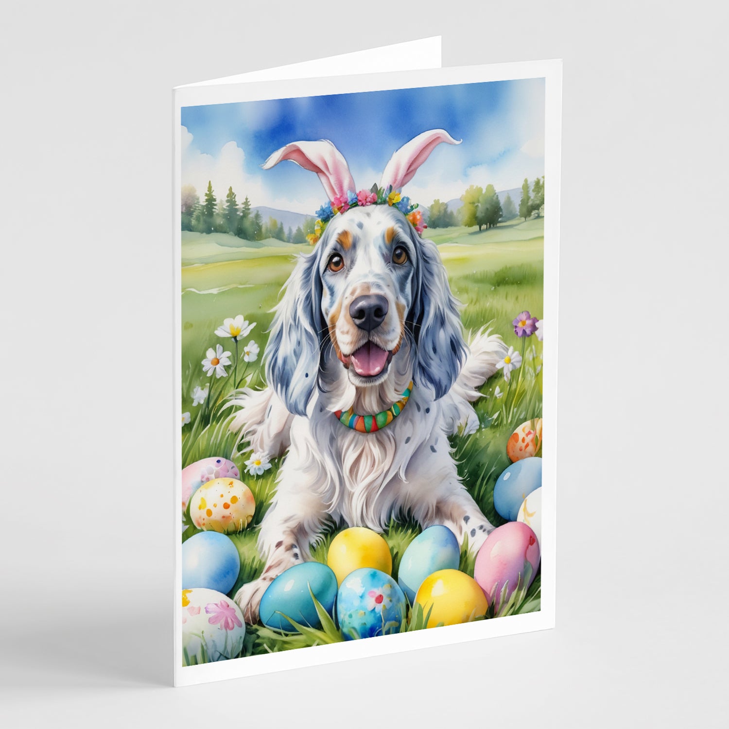 Buy this English Setter Easter Egg Hunt Greeting Cards Pack of 8