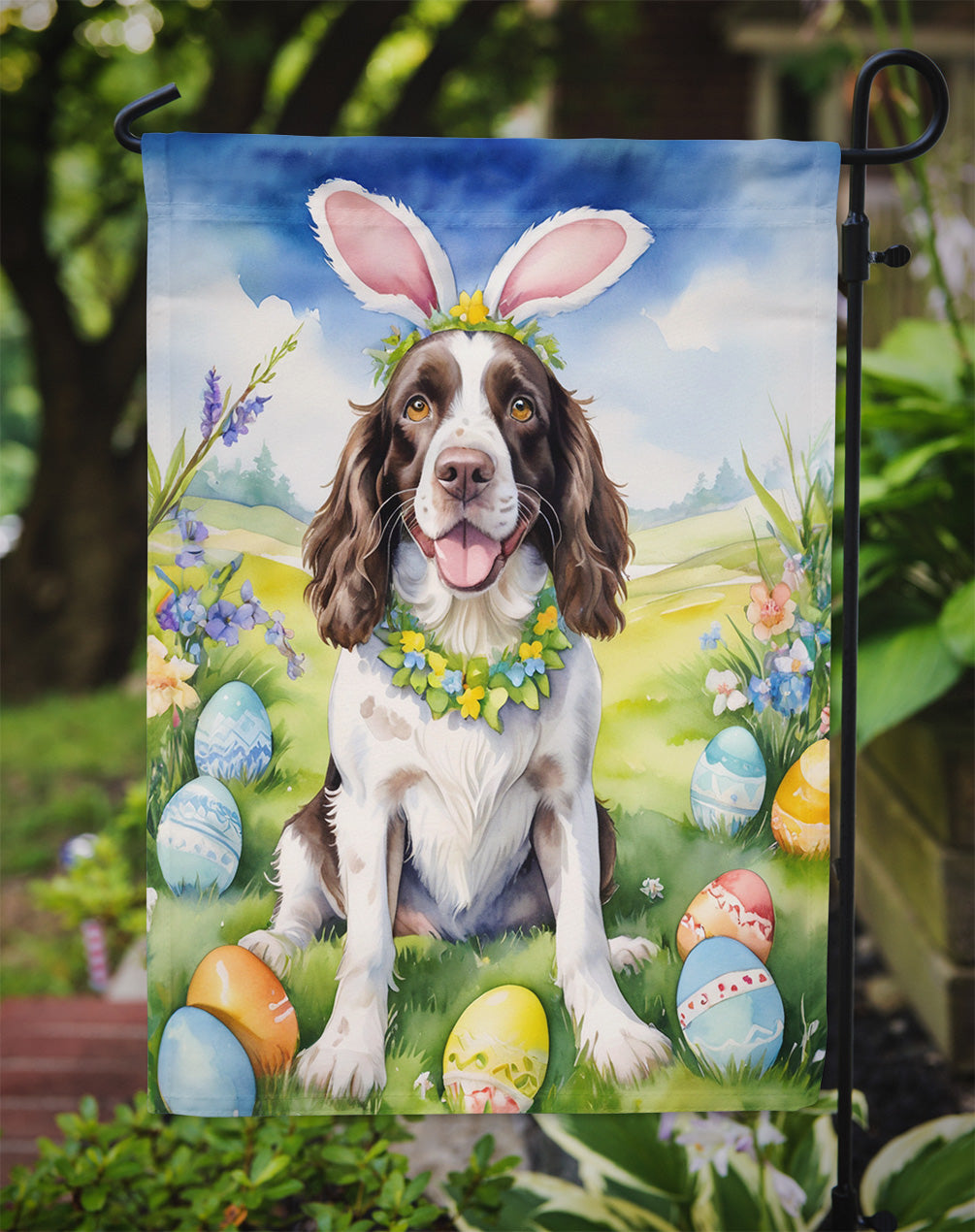 English Springer Spaniel Easter Egg Hunt Garden Flag