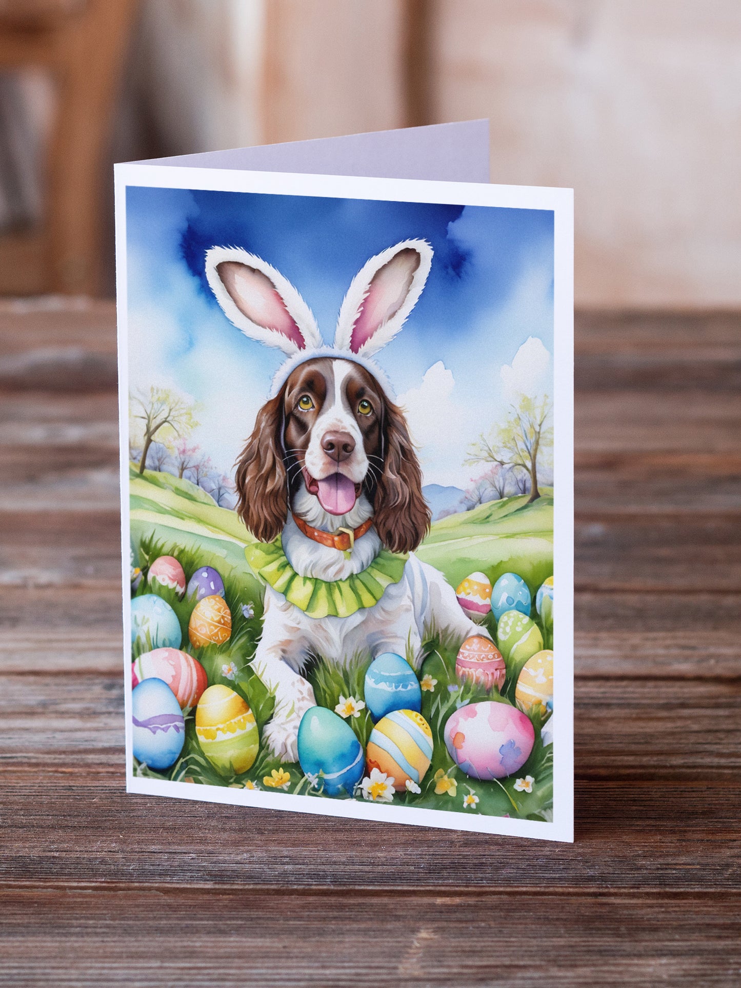 English Springer Spaniel Easter Egg Hunt Greeting Cards Pack of 8