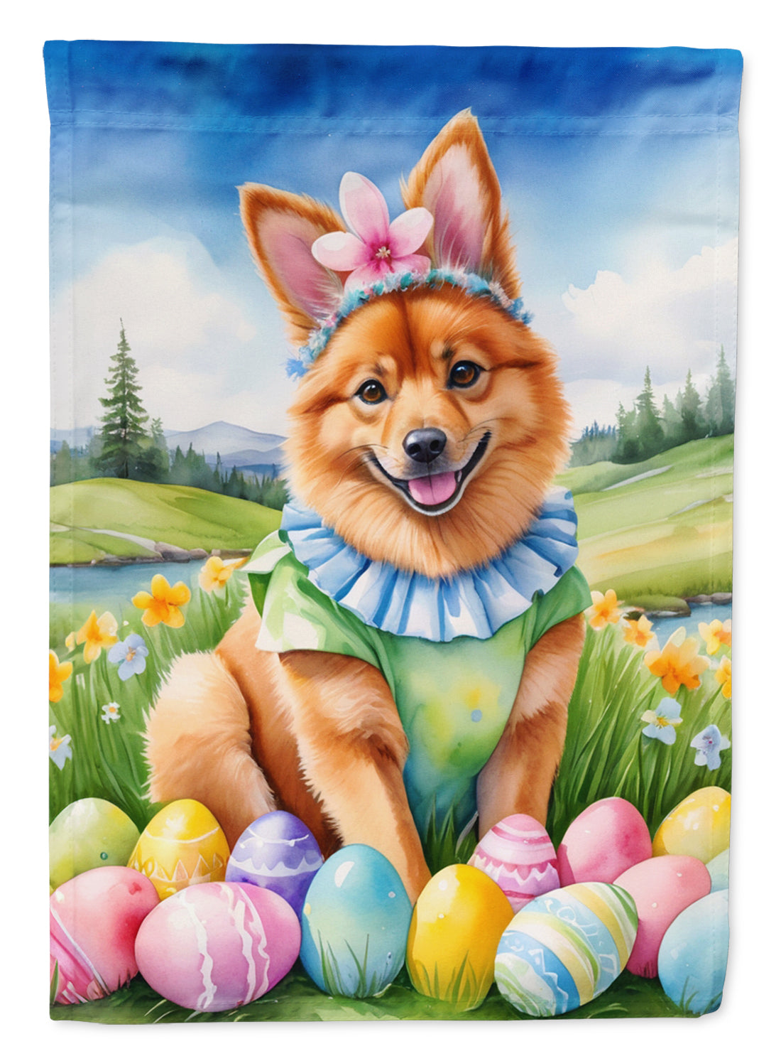 Buy this Finnish Spitz Easter Egg Hunt House Flag