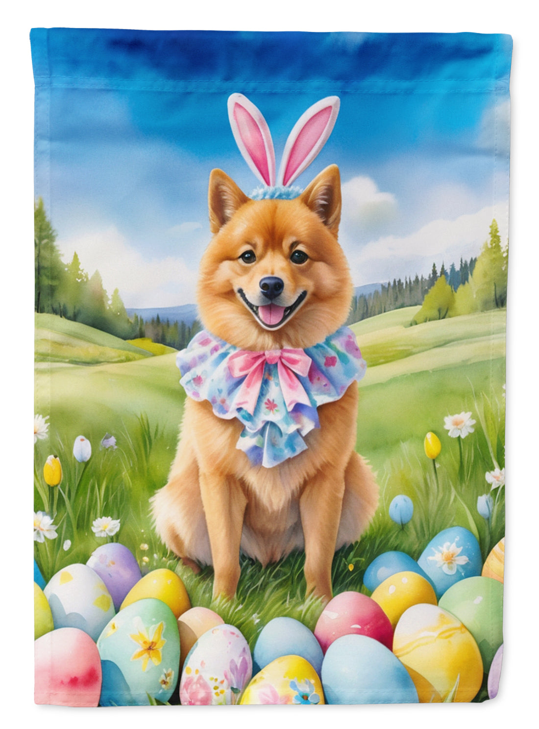 Buy this Finnish Spitz Easter Egg Hunt House Flag