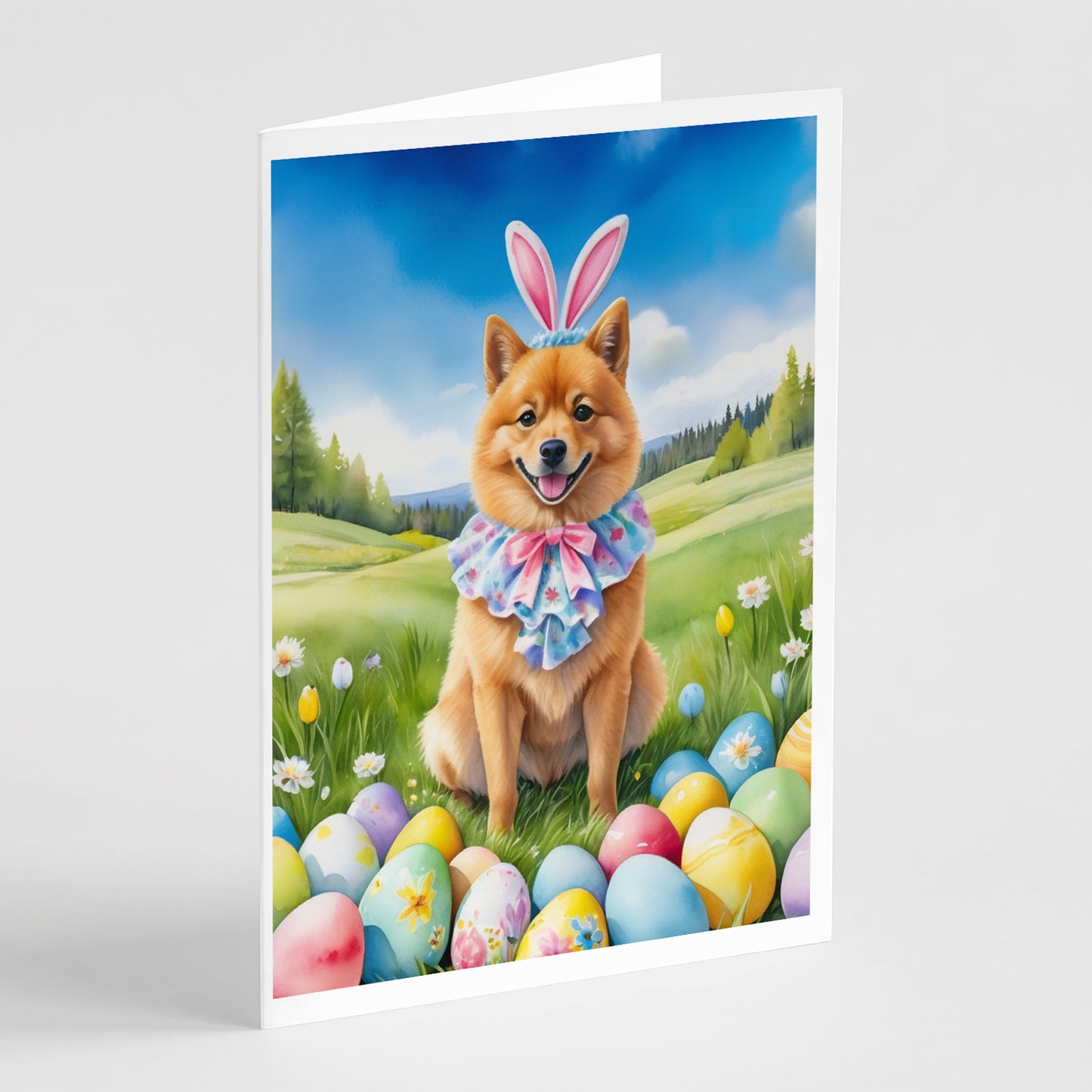 Buy this Finnish Spitz Easter Egg Hunt Greeting Cards Pack of 8