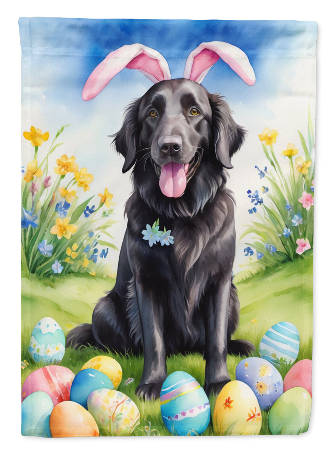 Buy this Flat-Coated Retriever Easter Egg Hunt House Flag