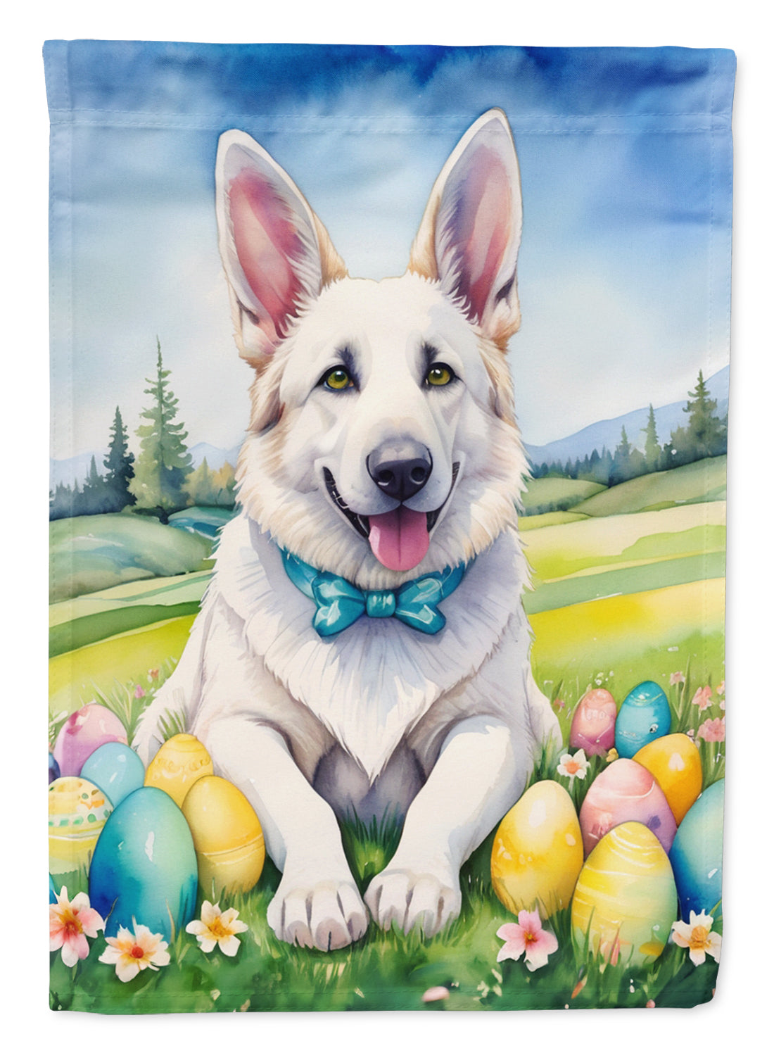 Buy this White German Shepherd Easter Egg Hunt Garden Flag