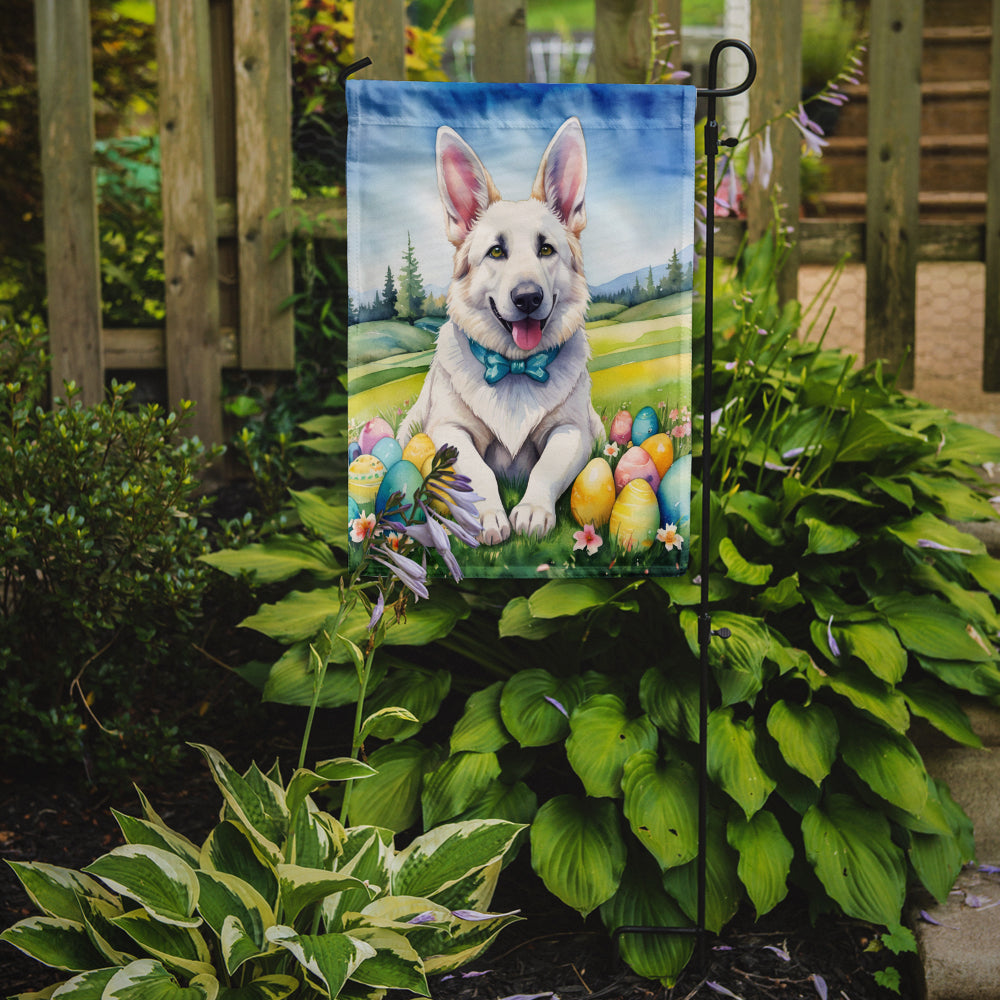 White German Shepherd Easter Egg Hunt Garden Flag