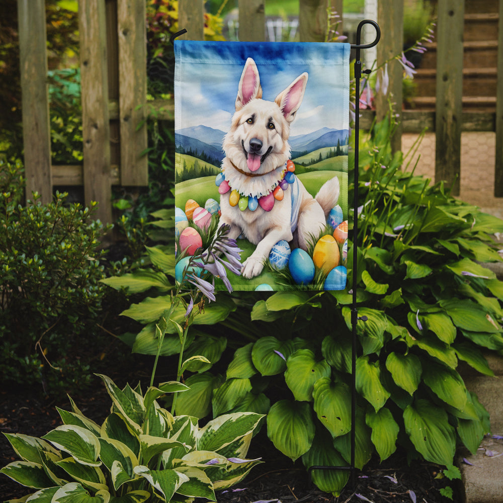 White German Shepherd Easter Egg Hunt Garden Flag