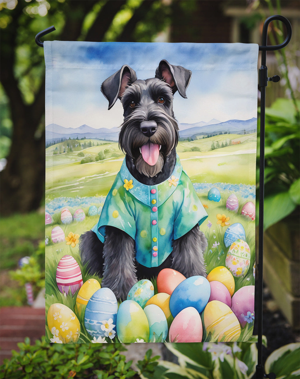 Giant Schnauzer Easter Egg Hunt Garden Flag