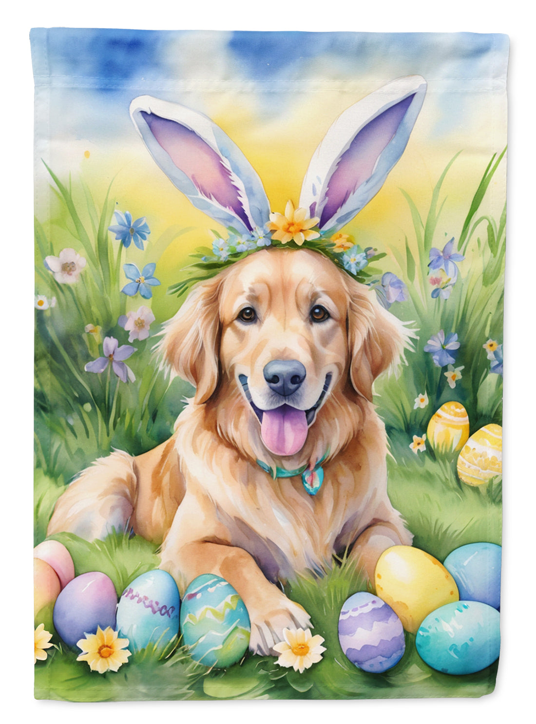 Buy this Golden Retriever Easter Egg Hunt House Flag