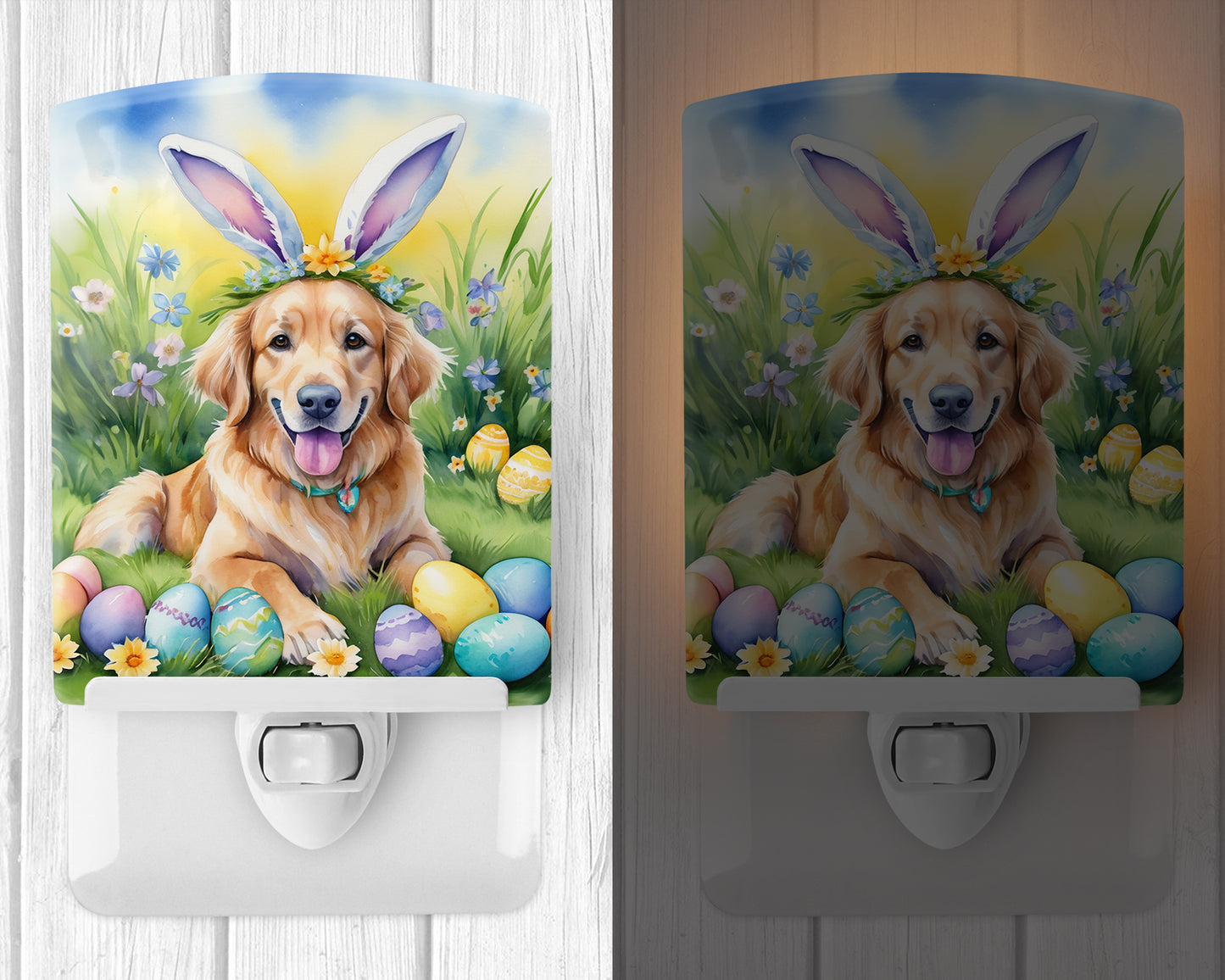 Golden Retriever Easter Egg Hunt Ceramic Night Light