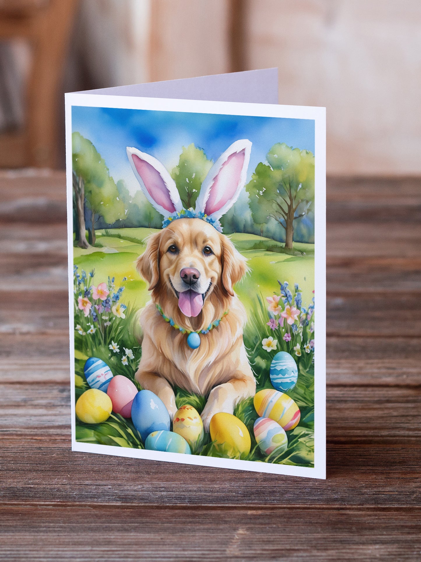 Golden Retriever Easter Egg Hunt Greeting Cards Pack of 8