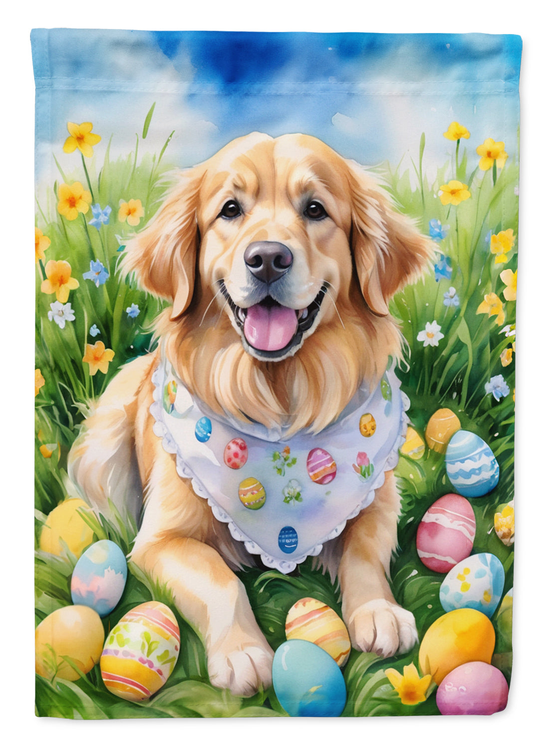 Buy this Golden Retriever Easter Egg Hunt House Flag