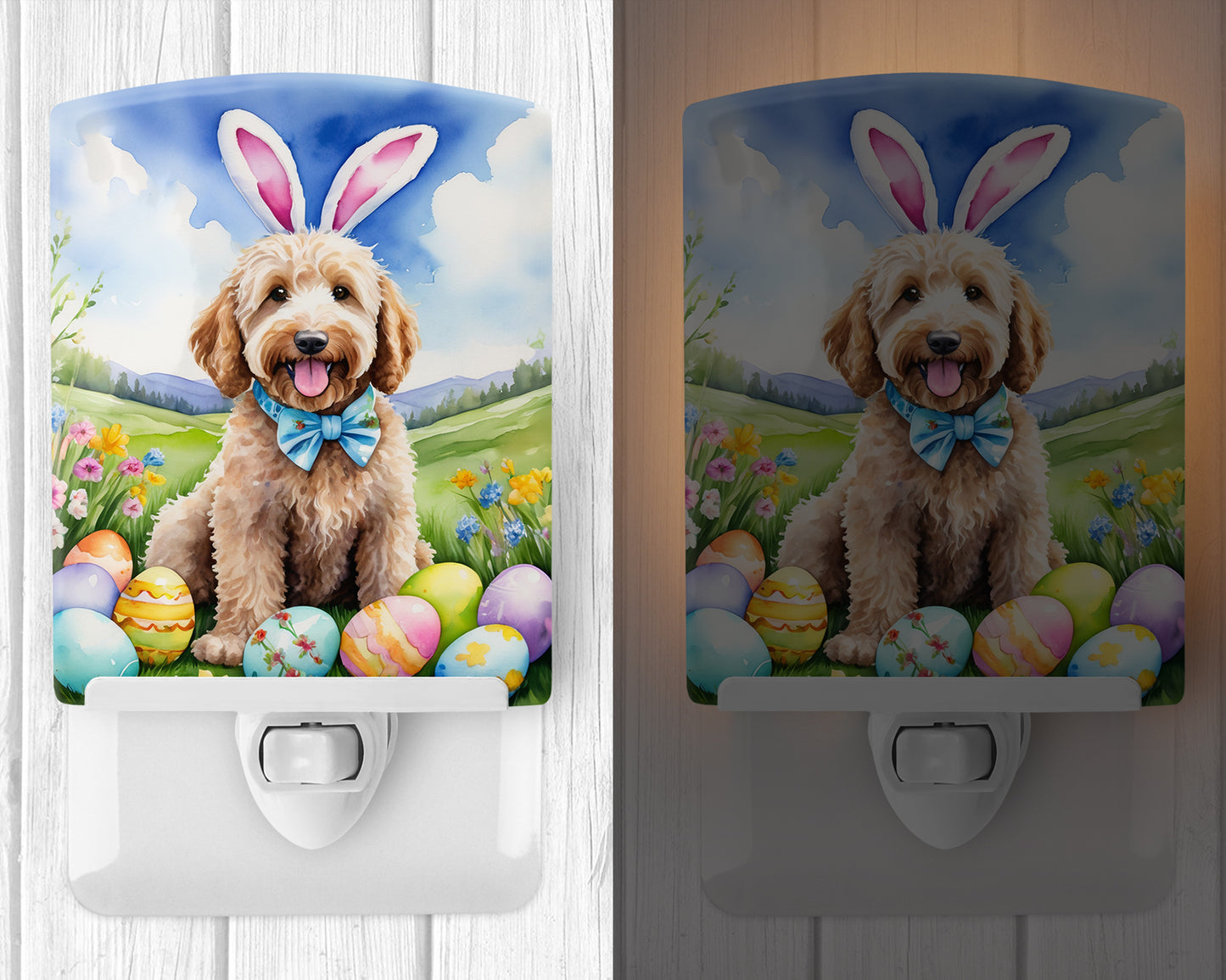 Goldendoodle Easter Egg Hunt Ceramic Night Light