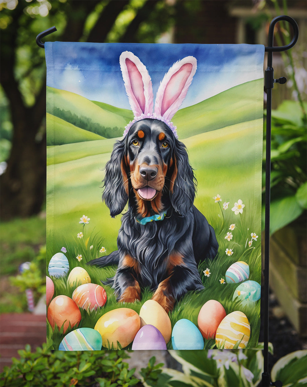 Gordon Setter Easter Egg Hunt Garden Flag