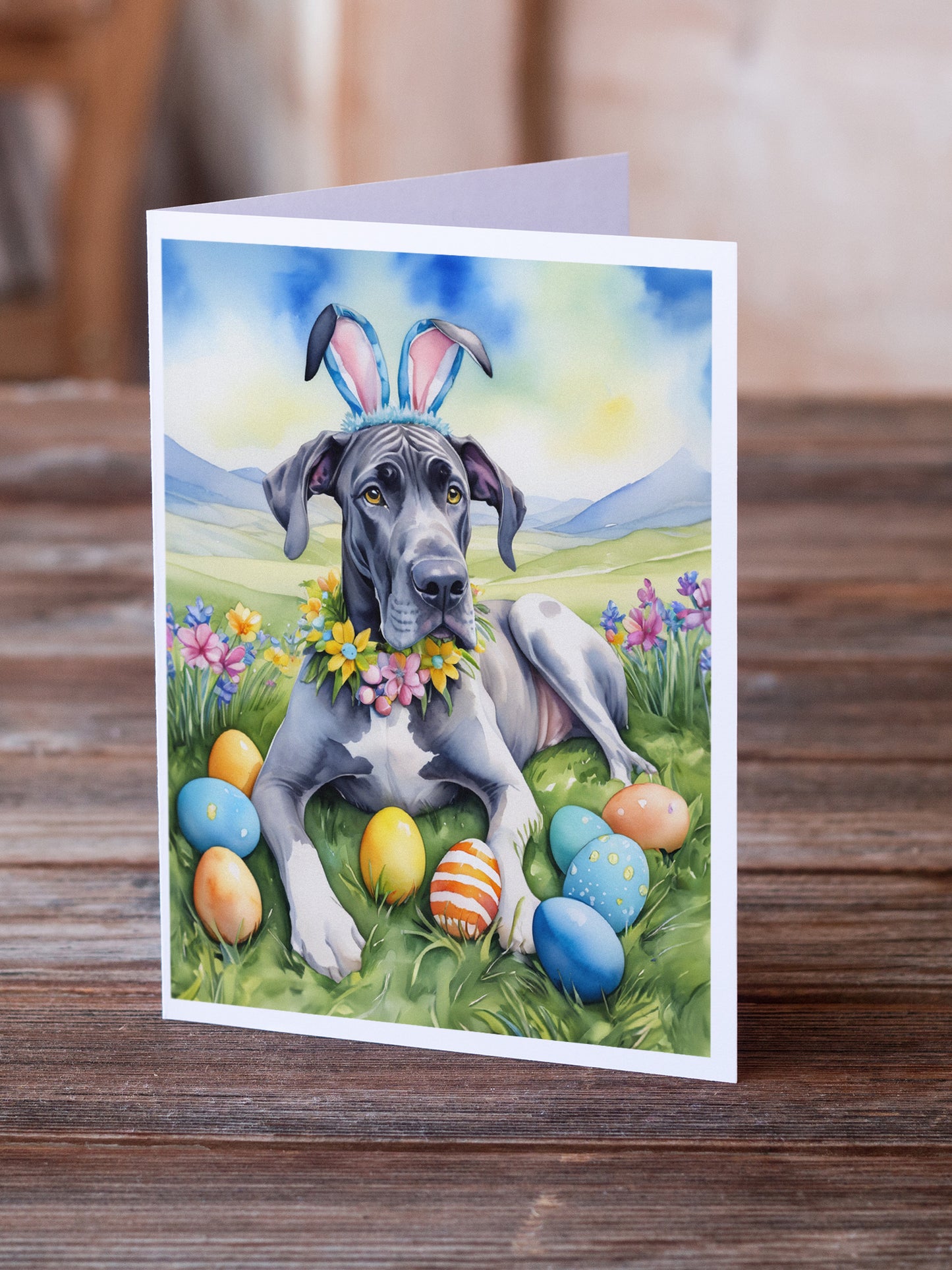 Great Dane Easter Egg Hunt Greeting Cards Pack of 8