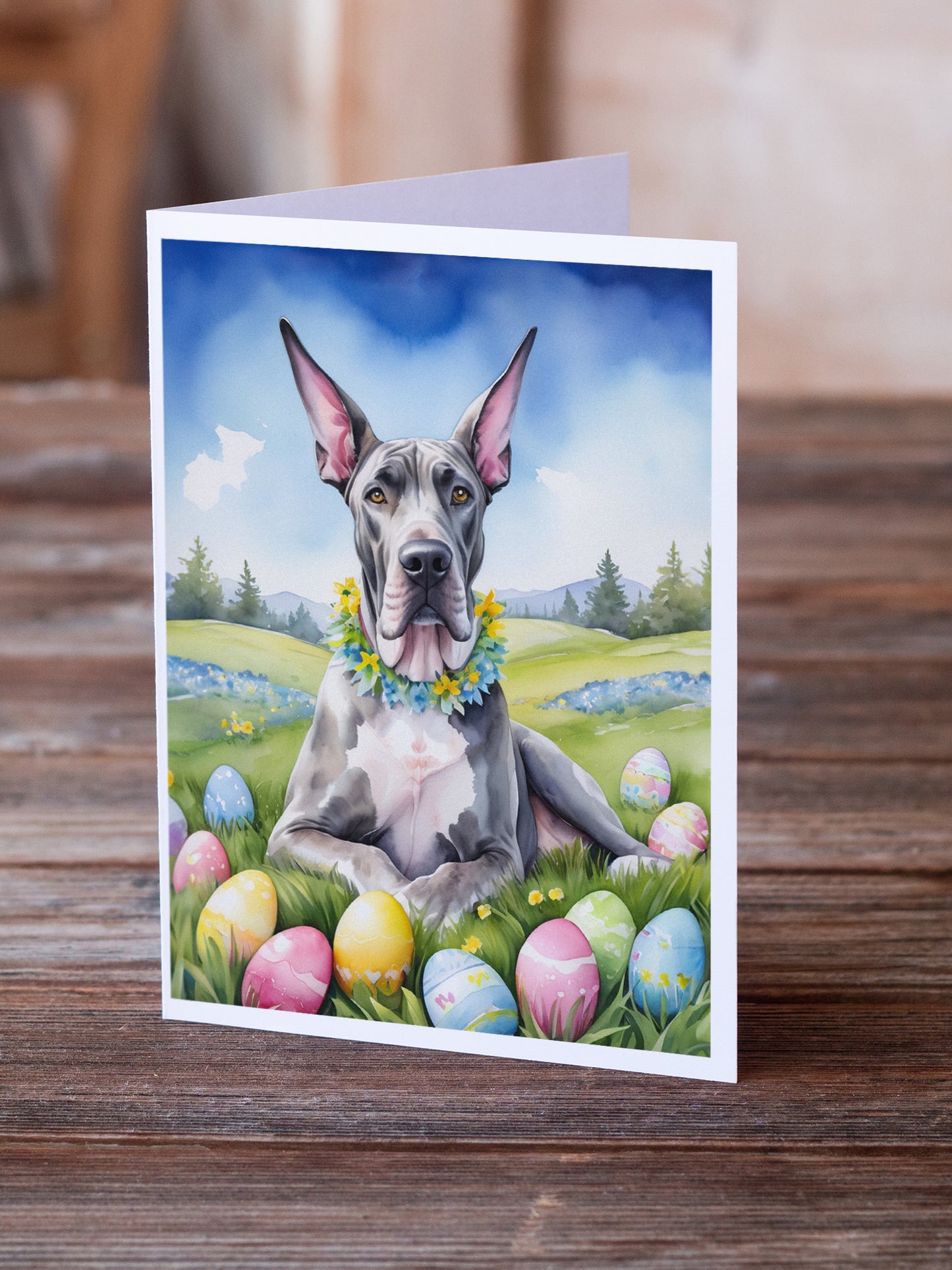 Great Dane Easter Egg Hunt Greeting Cards Pack of 8