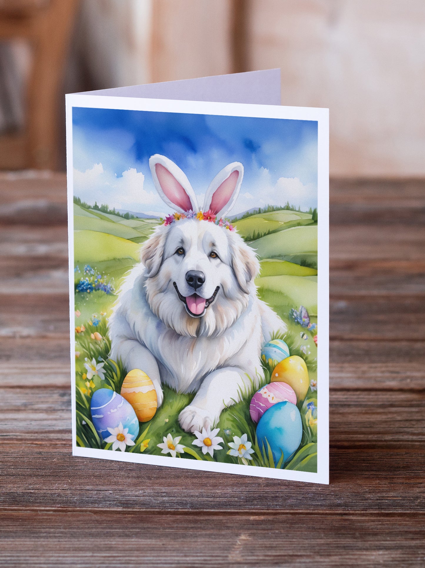 Great Pyrenees Easter Egg Hunt Greeting Cards Pack of 8