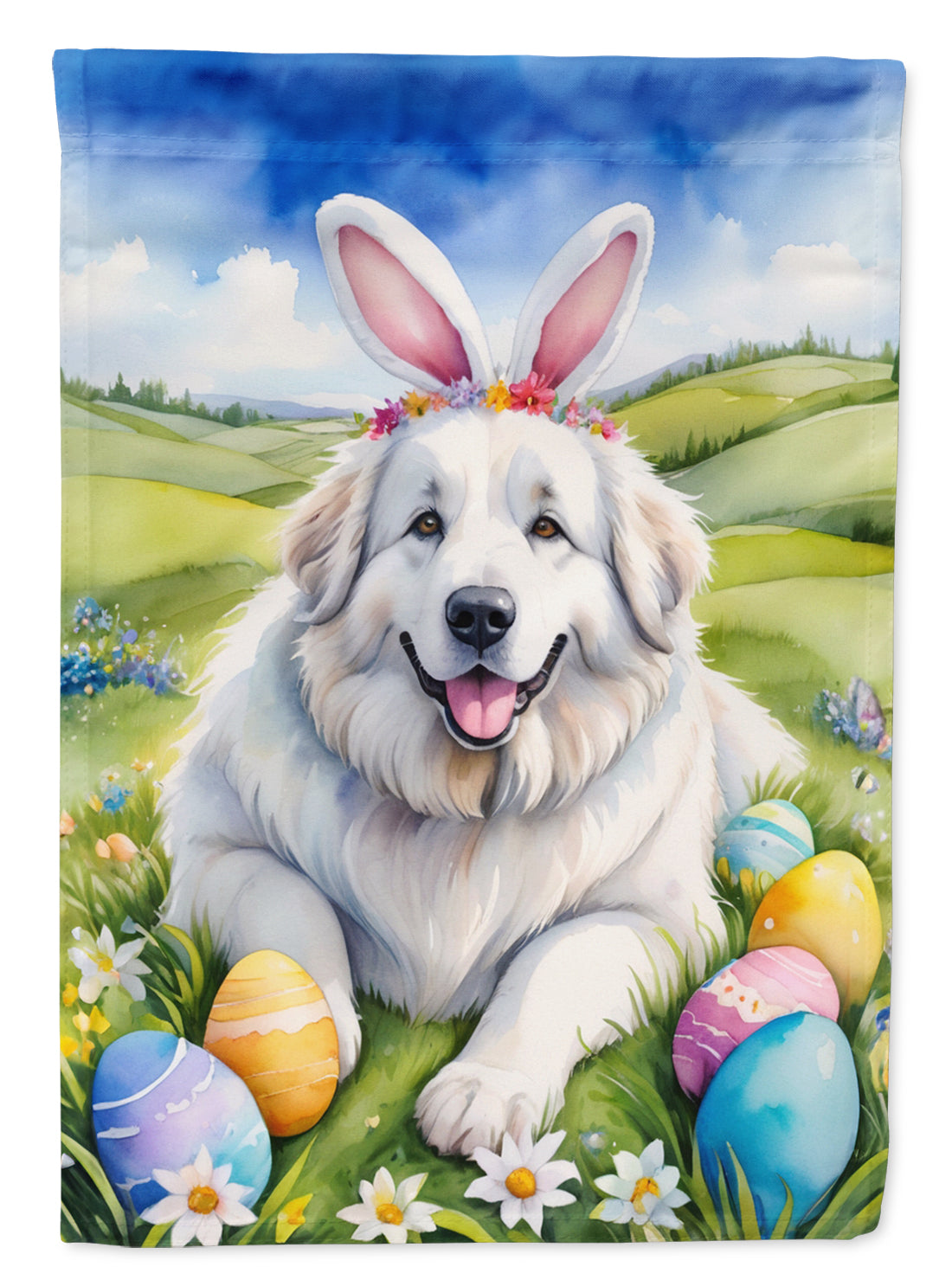 Buy this Great Pyrenees Easter Egg Hunt Garden Flag