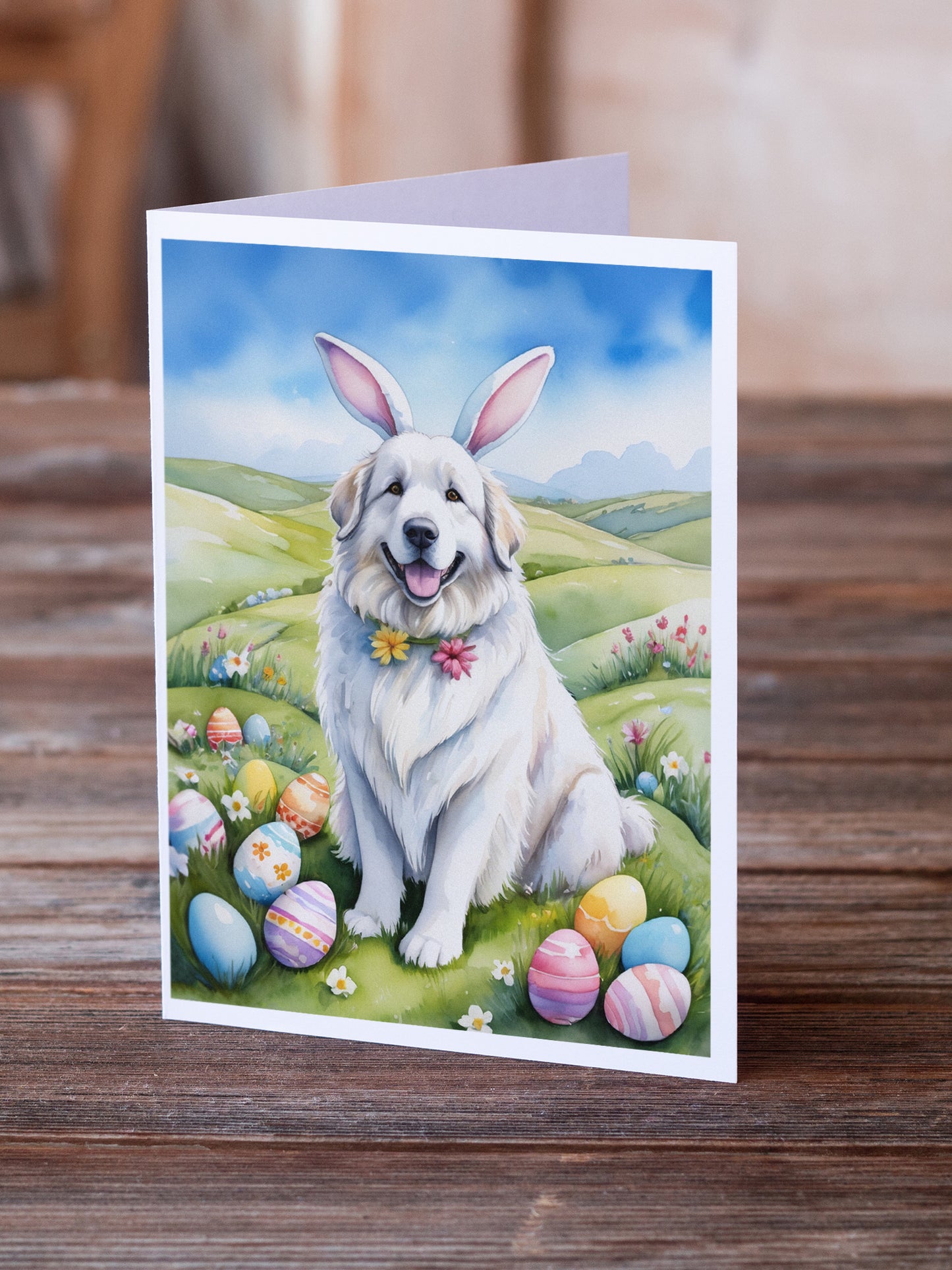 Great Pyrenees Easter Egg Hunt Greeting Cards Pack of 8