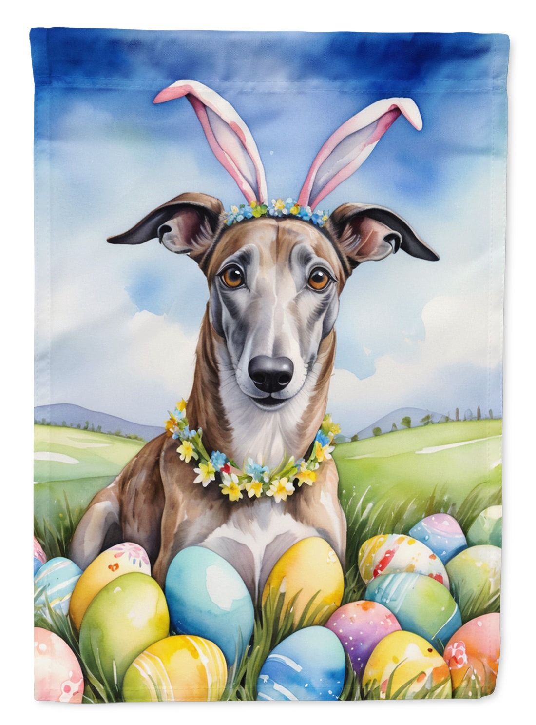 Buy this Greyhound Easter Egg Hunt Garden Flag