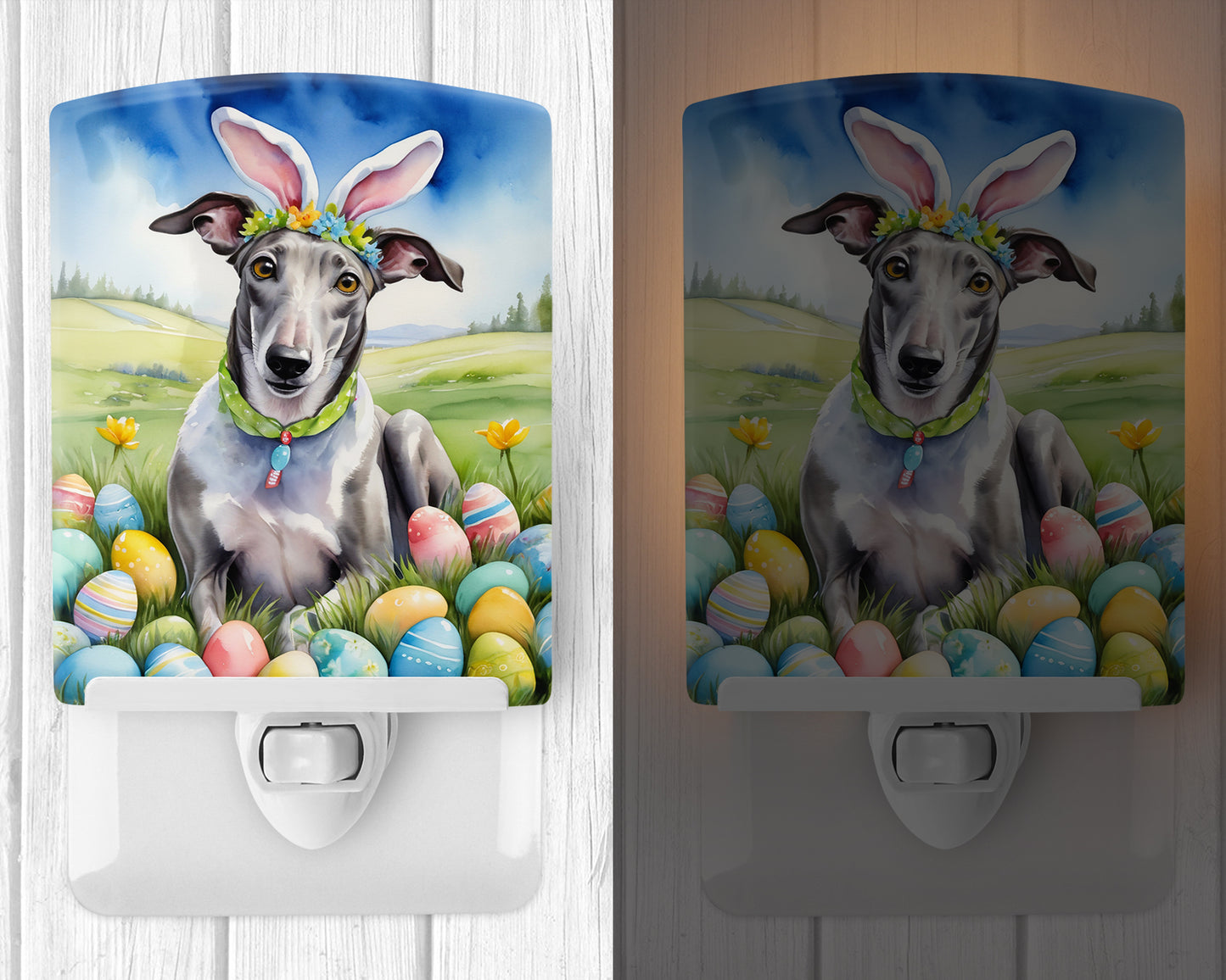 Greyhound Easter Egg Hunt Ceramic Night Light