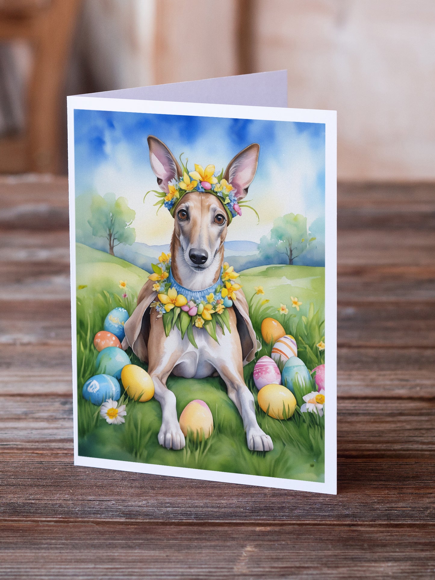 Greyhound Easter Egg Hunt Greeting Cards Pack of 8