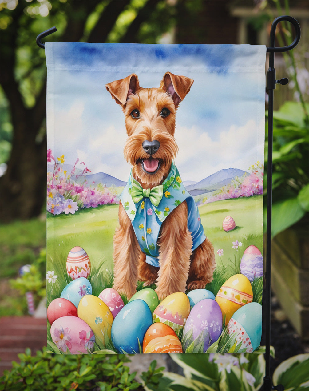 Irish Terrier Easter Egg Hunt Garden Flag