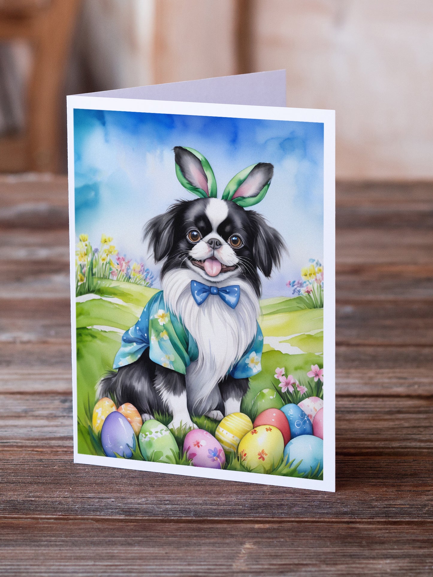 Japanese Chin Easter Egg Hunt Greeting Cards Pack of 8