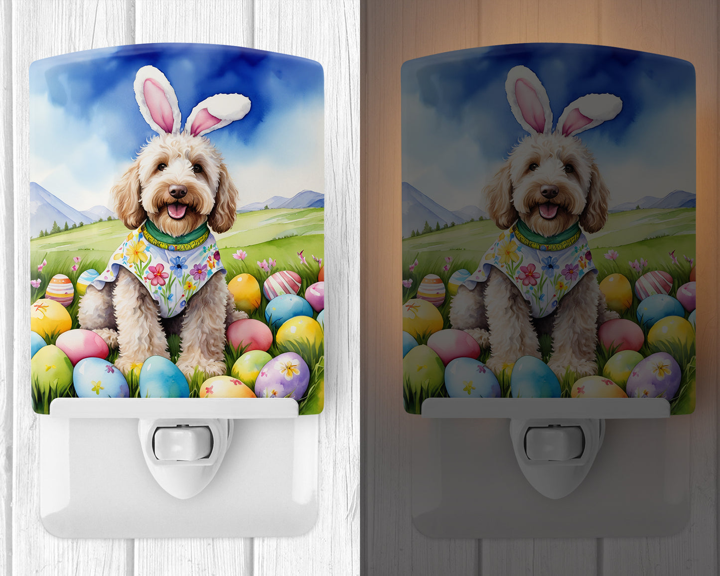 Labradoodle Easter Egg Hunt Ceramic Night Light