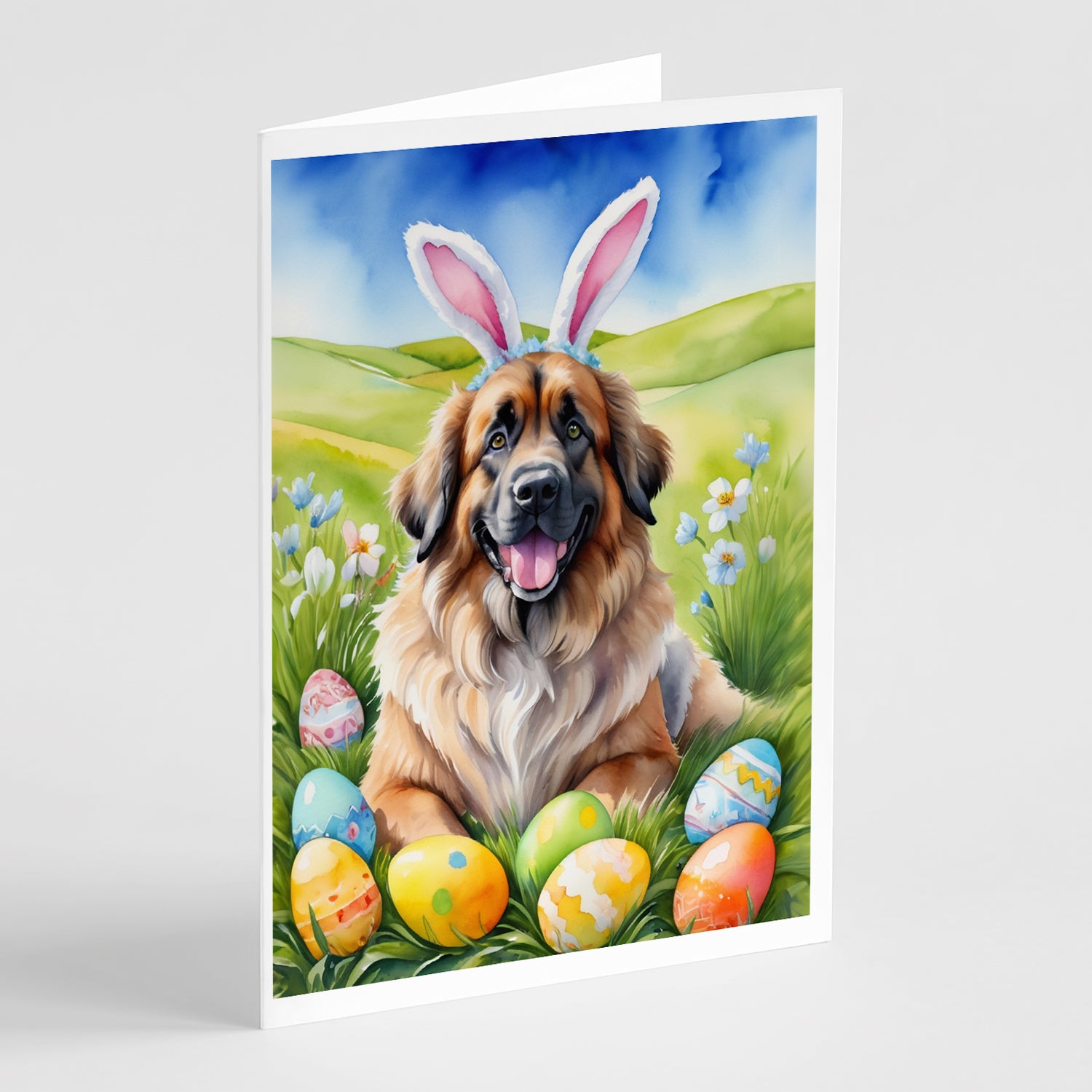 Buy this Leonberger Easter Egg Hunt Greeting Cards Pack of 8