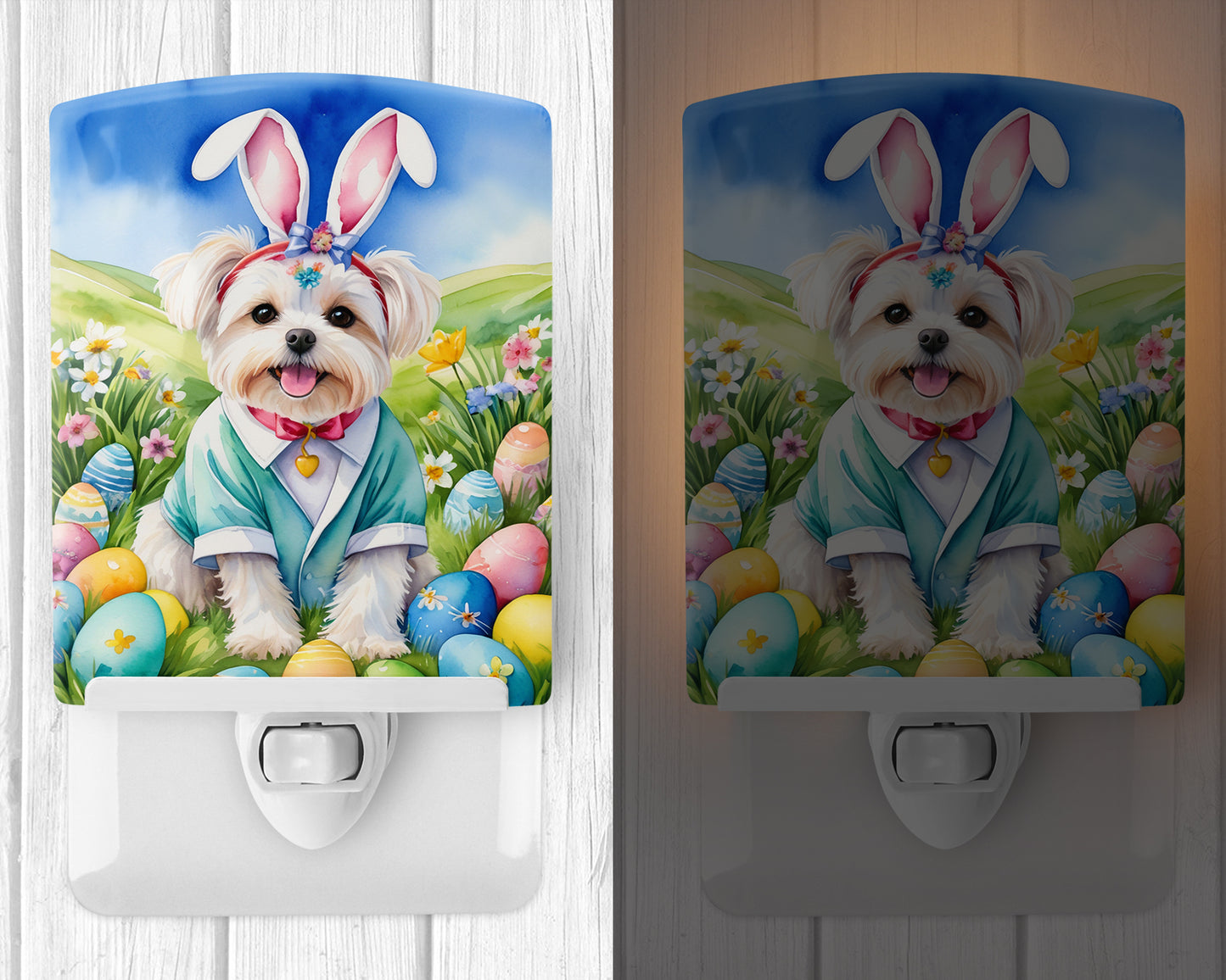 Maltese Easter Egg Hunt Ceramic Night Light