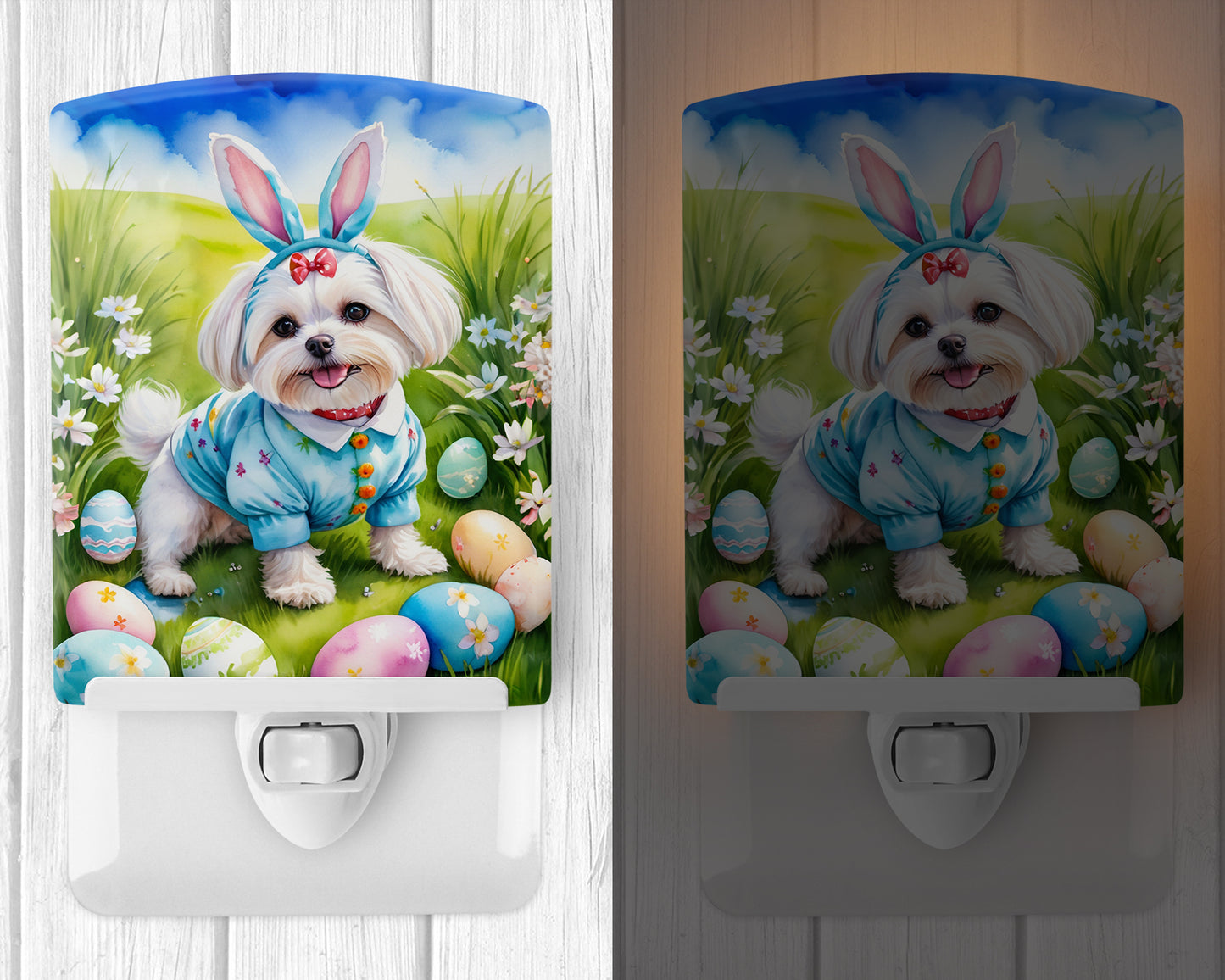 Maltese Easter Egg Hunt Ceramic Night Light