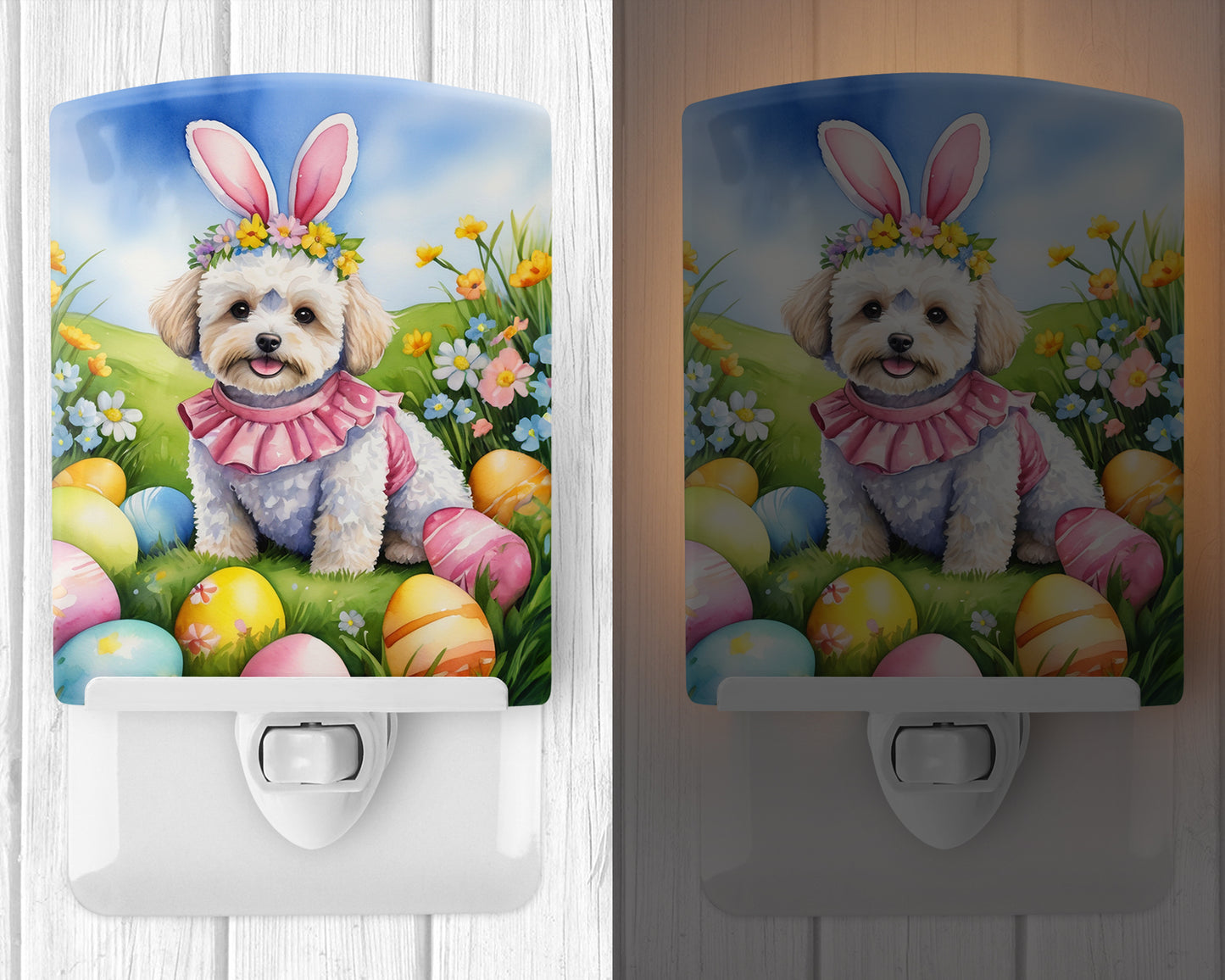 Maltipoo Easter Egg Hunt Ceramic Night Light