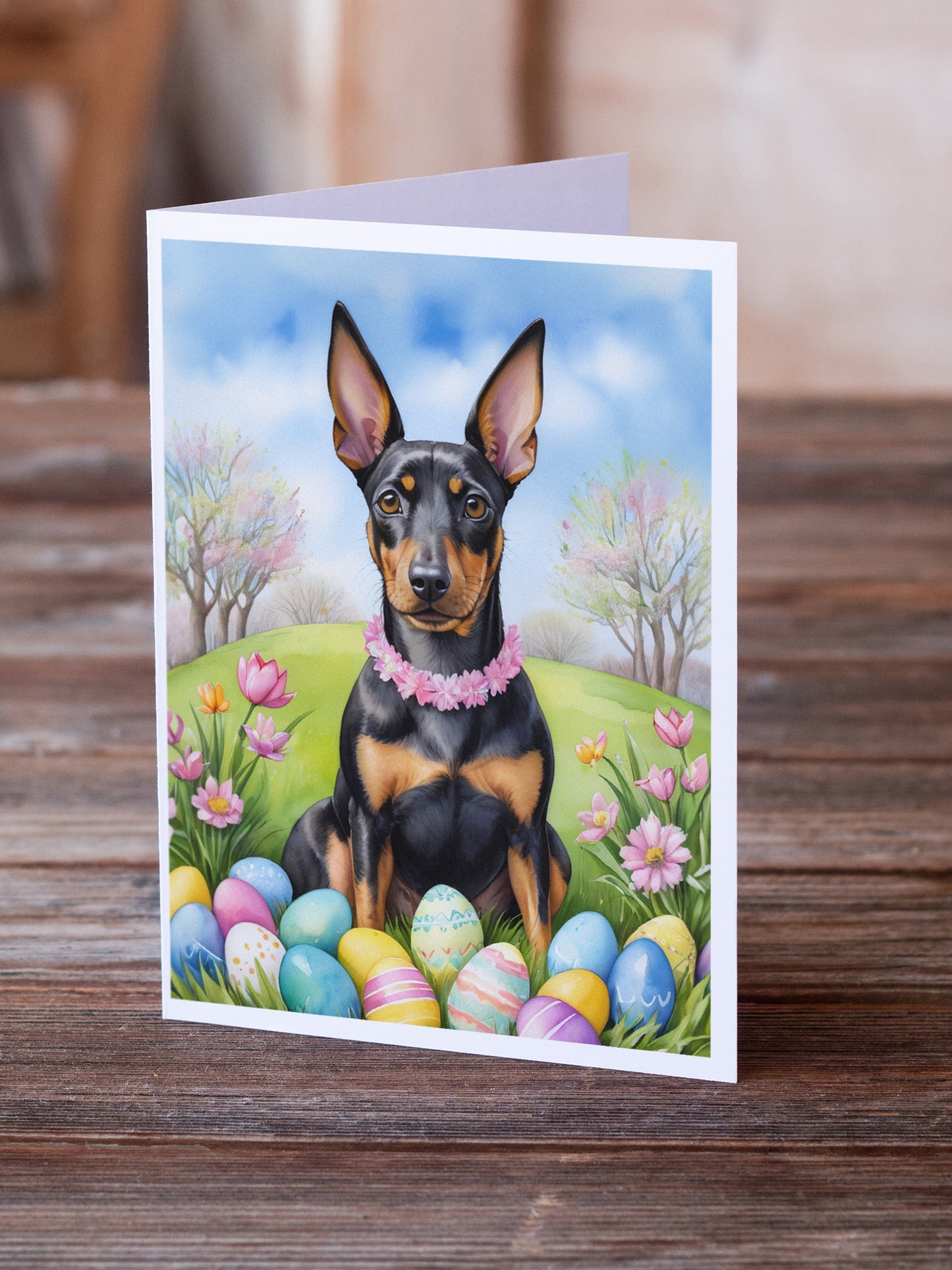 Manchester Terrier Easter Egg Hunt Greeting Cards Pack of 8