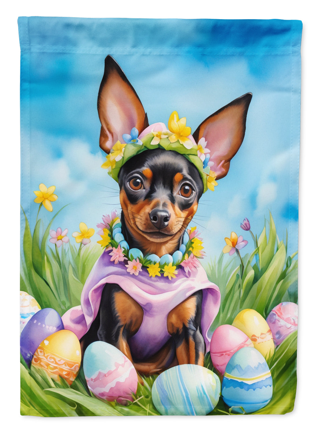 Buy this Miniature Pinscher Easter Egg Hunt House Flag