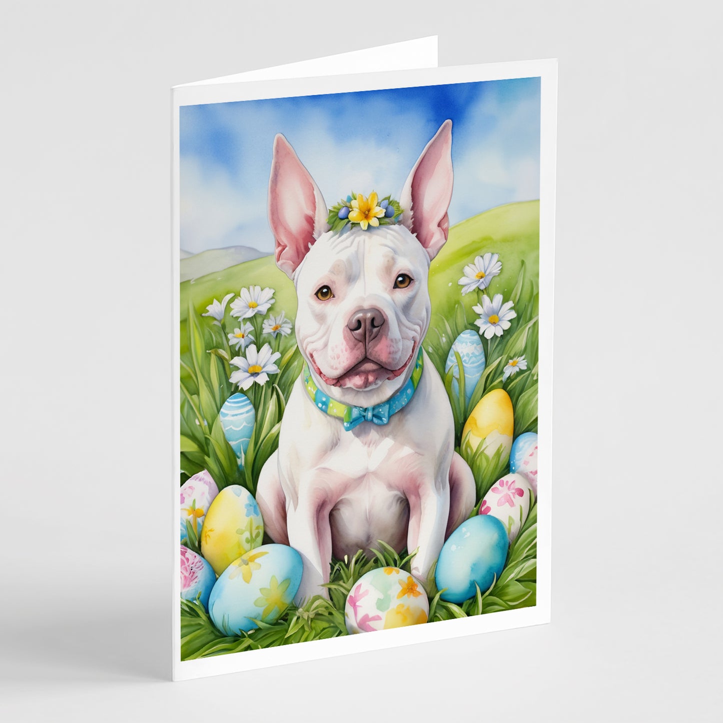 Buy this Pit Bull Terrier Easter Egg Hunt Greeting Cards Pack of 8