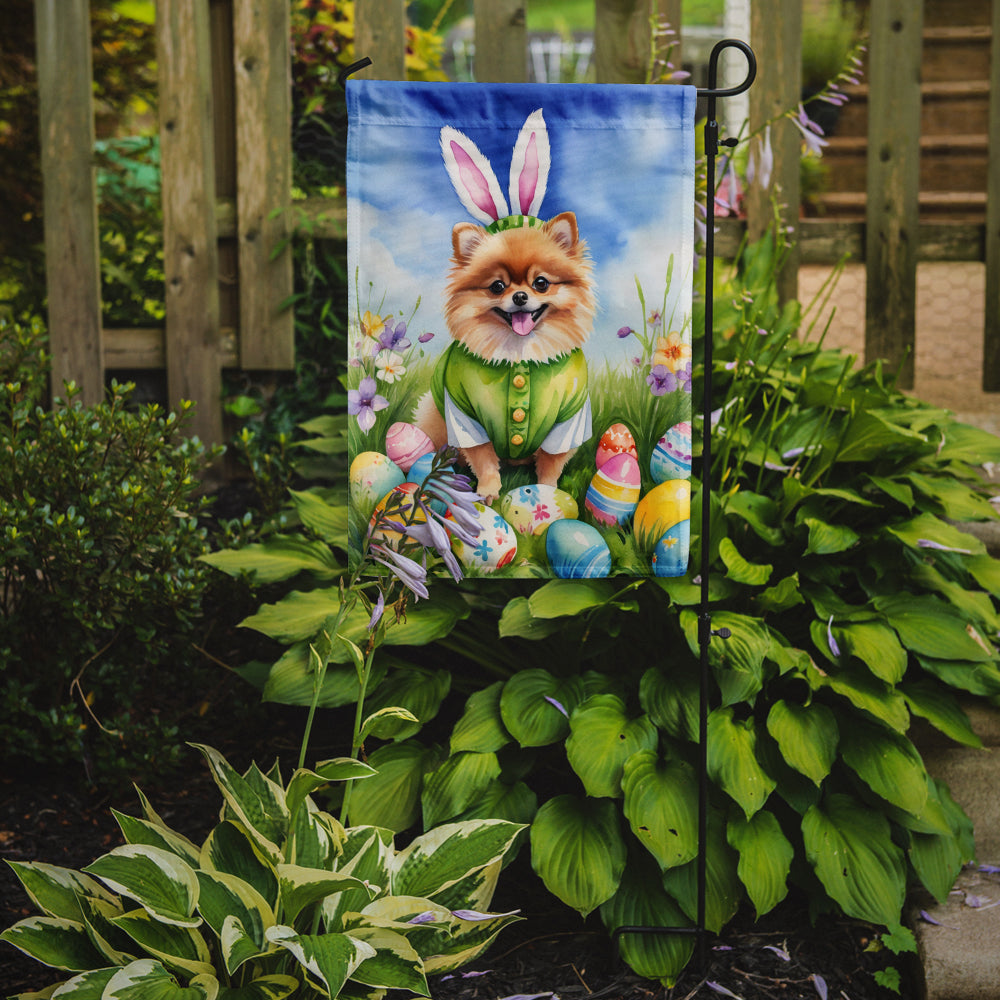 Pomeranian Easter Egg Hunt Garden Flag