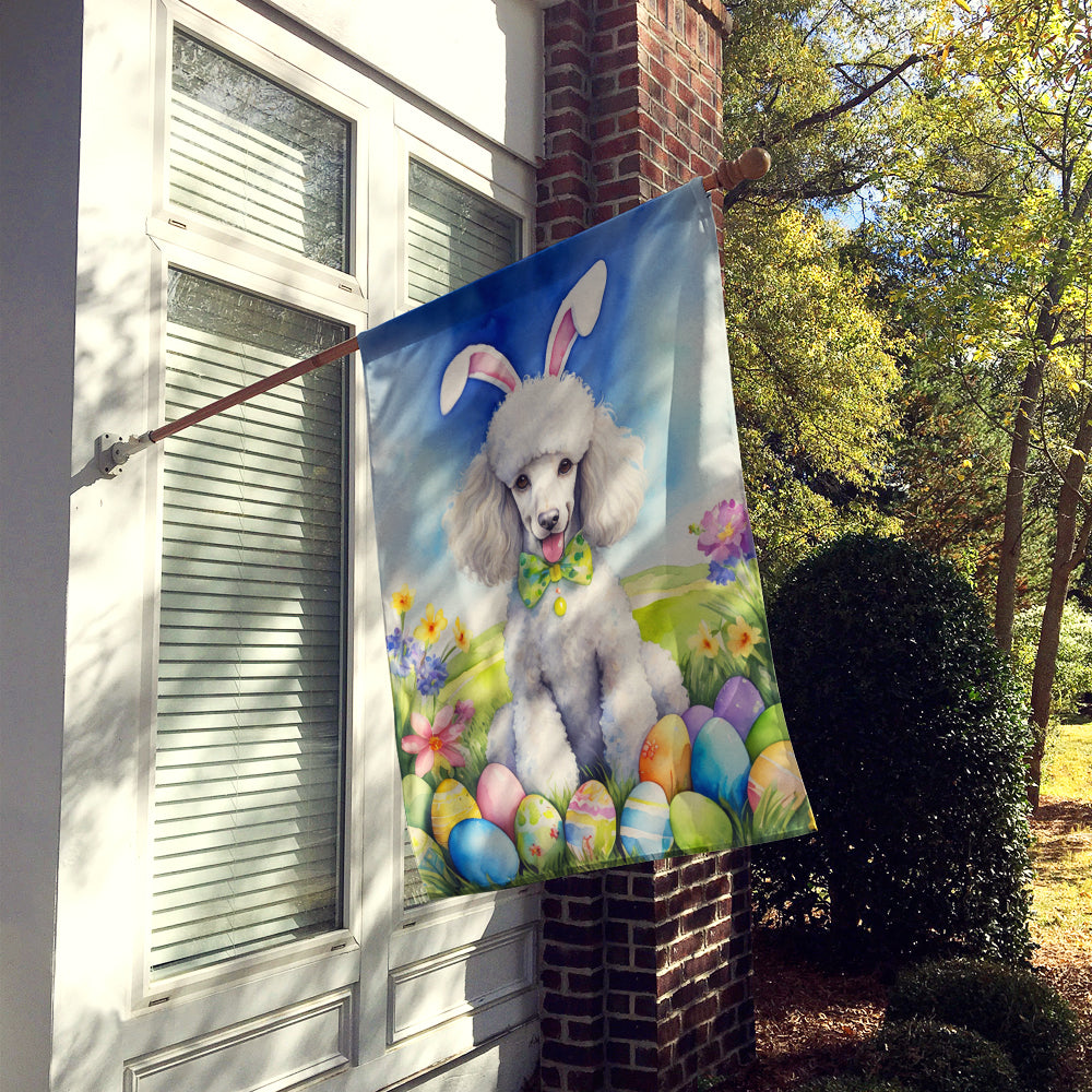 White Poodle Easter Egg Hunt House Flag