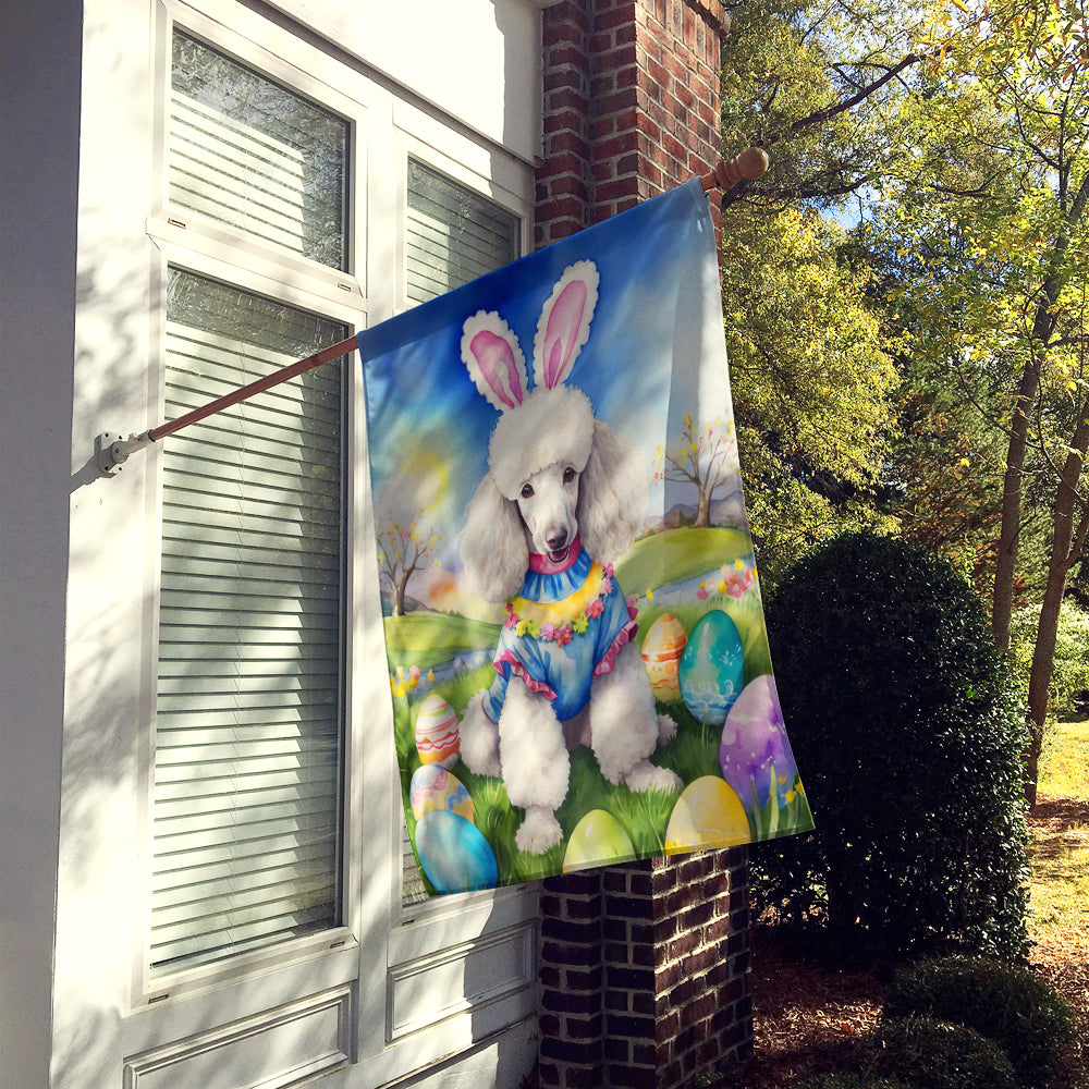 White Poodle Easter Egg Hunt House Flag