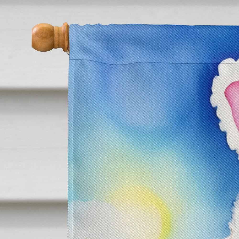 White Poodle Easter Egg Hunt House Flag