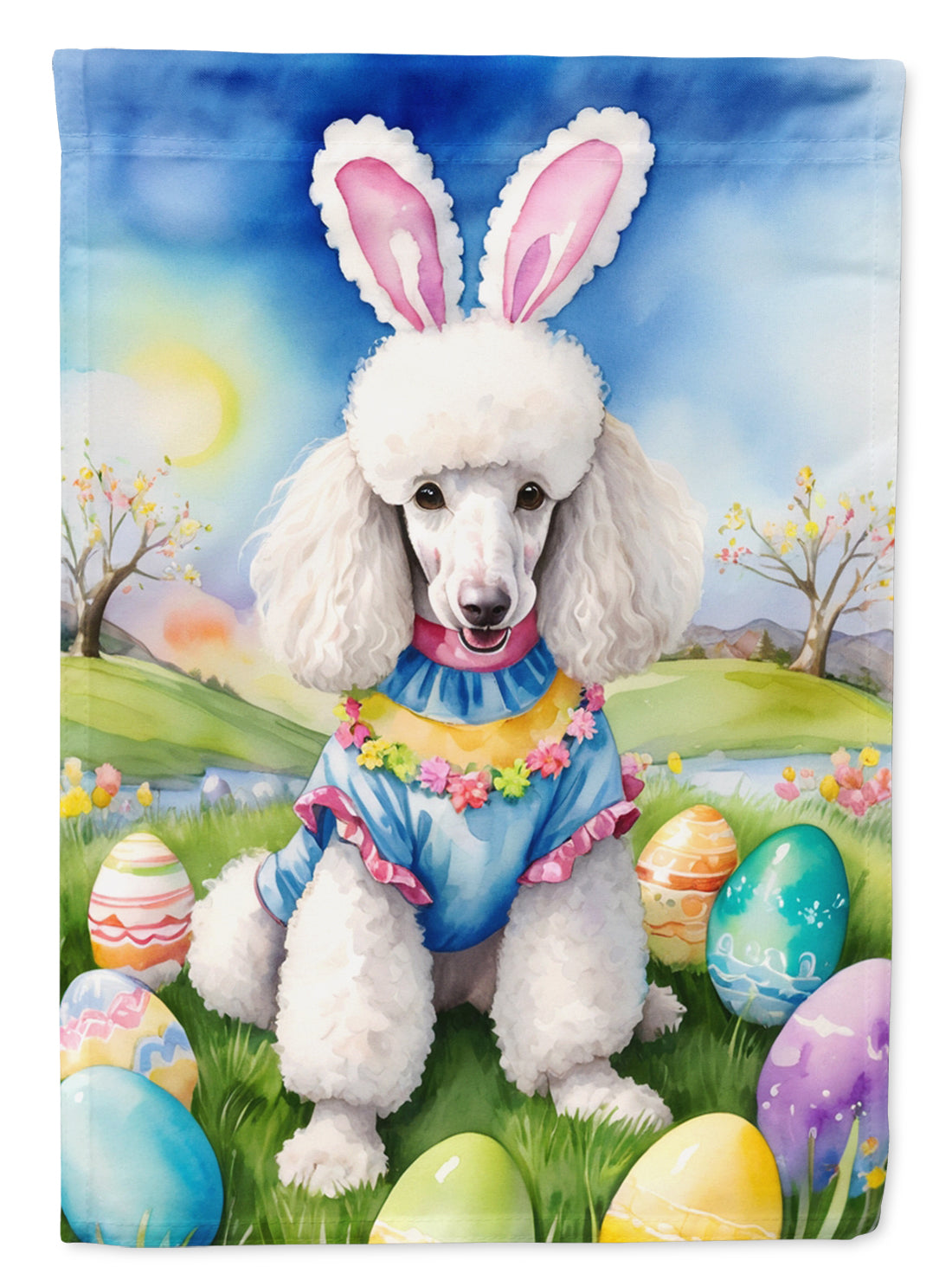 Buy this White Poodle Easter Egg Hunt Garden Flag