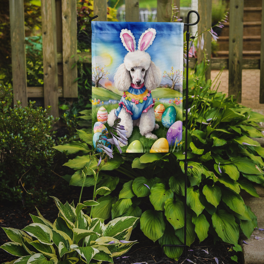 White Poodle Easter Egg Hunt Garden Flag