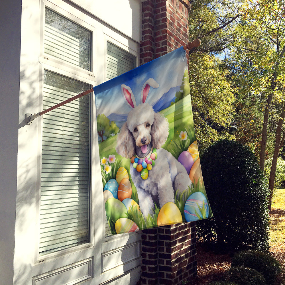 White Poodle Easter Egg Hunt House Flag