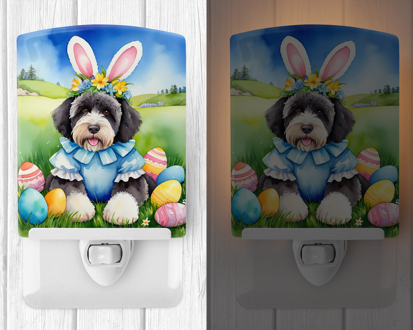 Portuguese Water Dog Easter Egg Hunt Ceramic Night Light