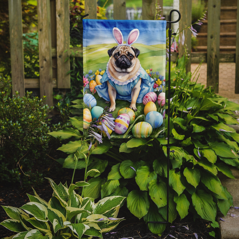 Pug Easter Egg Hunt Garden Flag