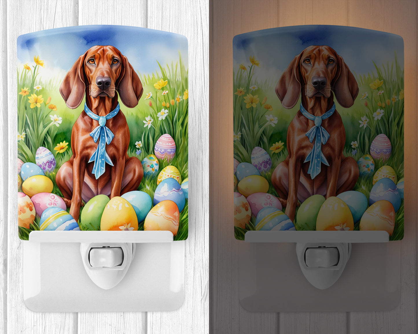 Redbone Coonhound Easter Egg Hunt Ceramic Night Light