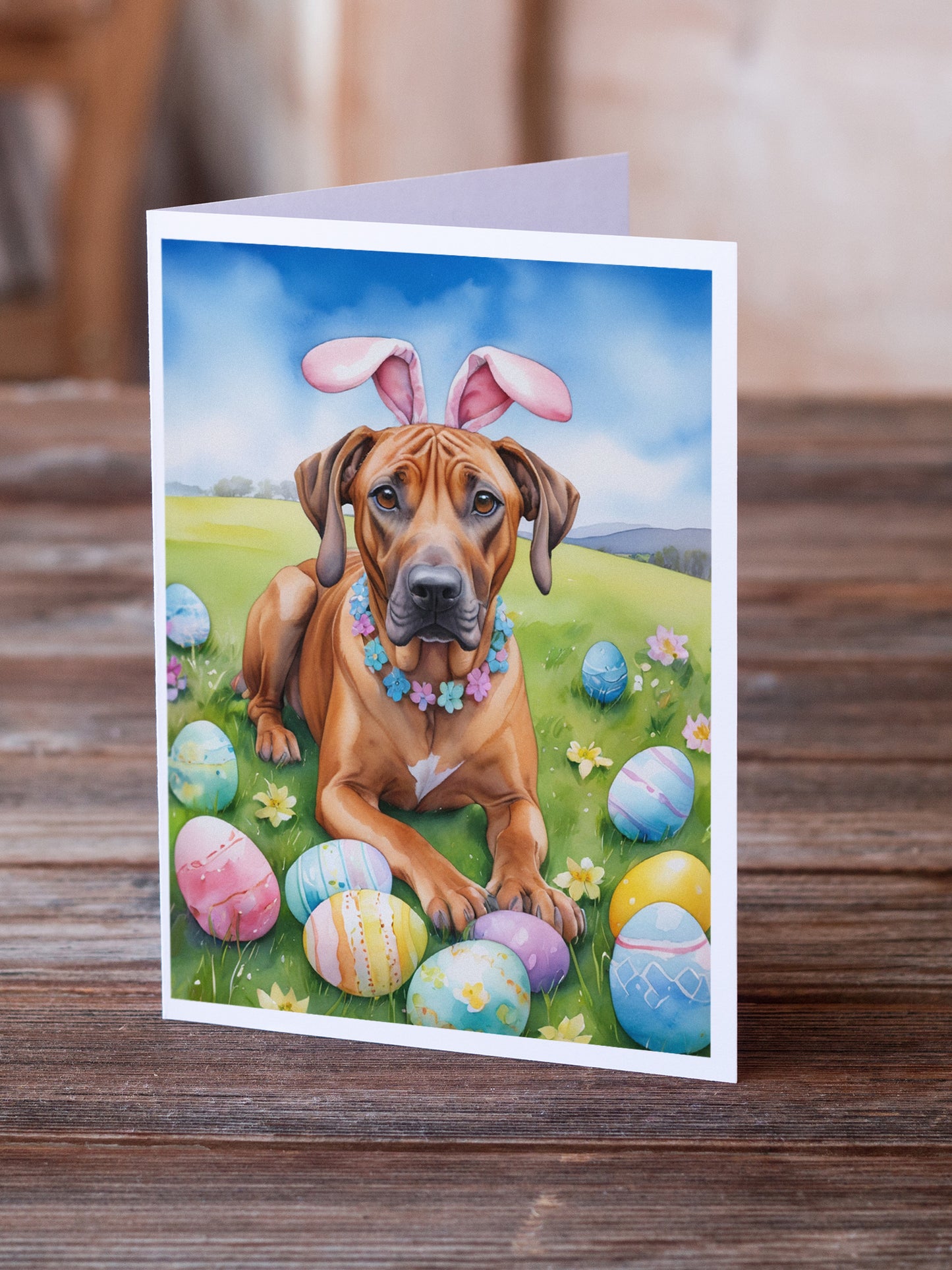 Rhodesian Ridgeback Easter Egg Hunt Greeting Cards Pack of 8